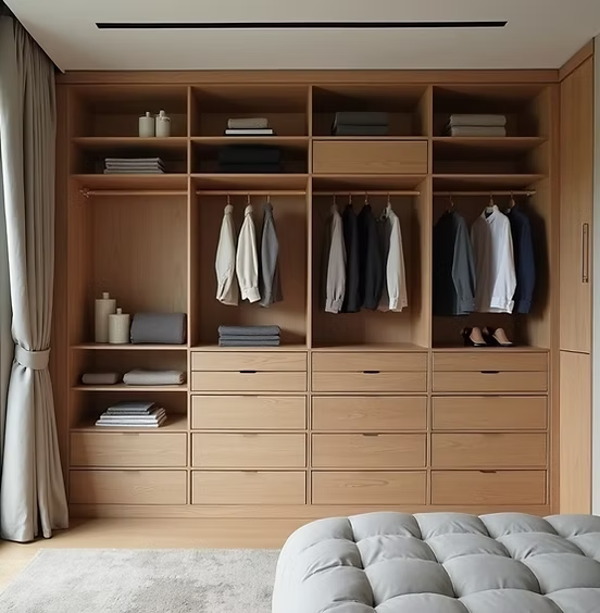 Oak built in wardrobe