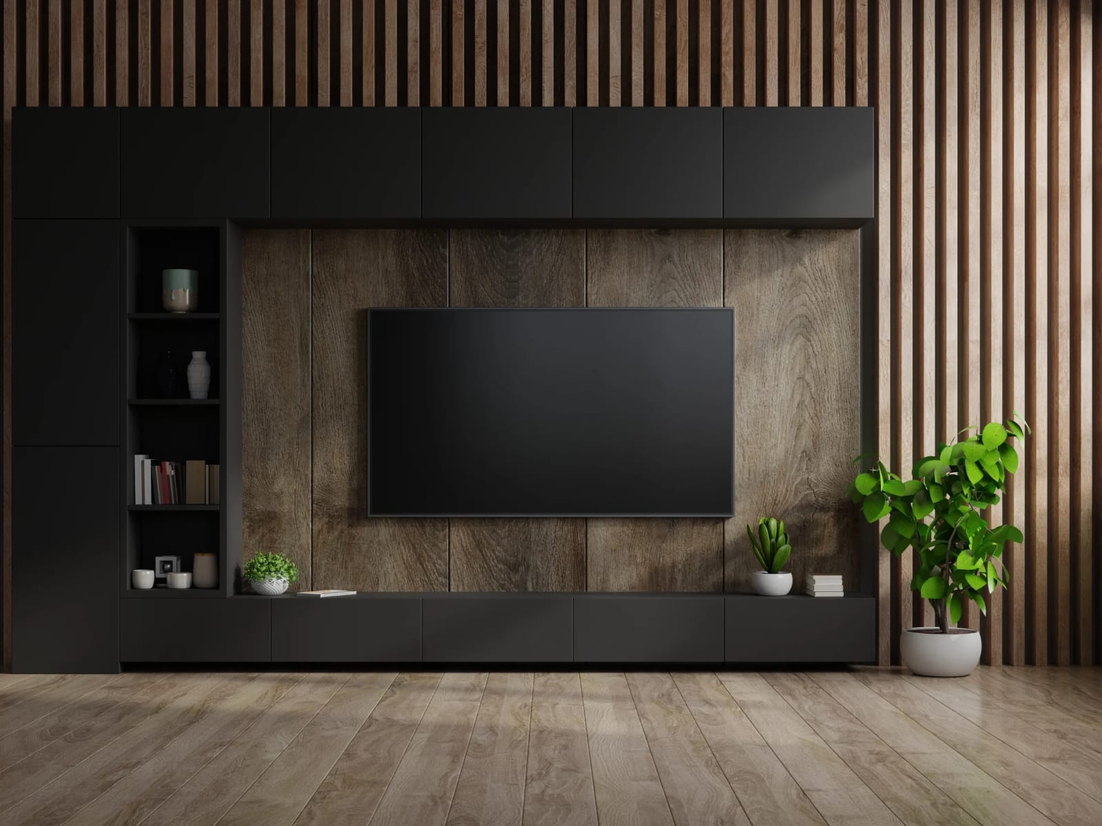 Custom media wall joinery
