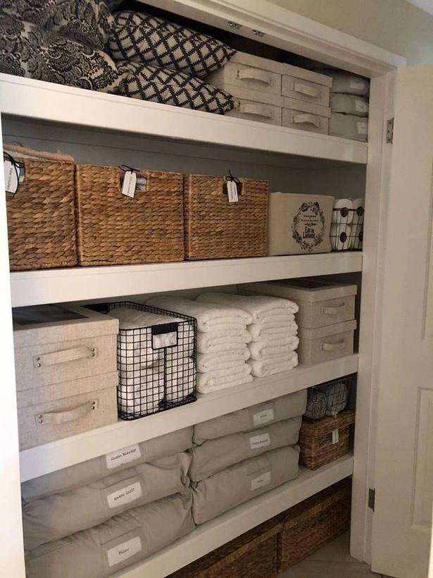 Custom linen storage with shelving