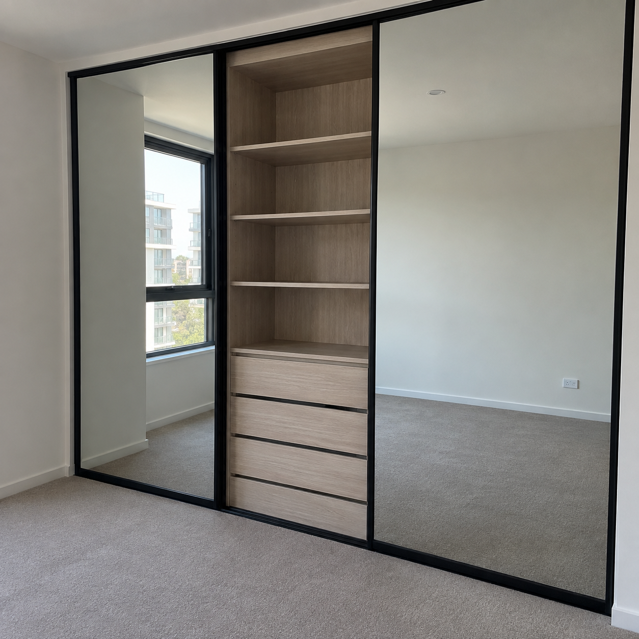 Generated design example: Mirrored sliding wardrobe doors with a different configuration