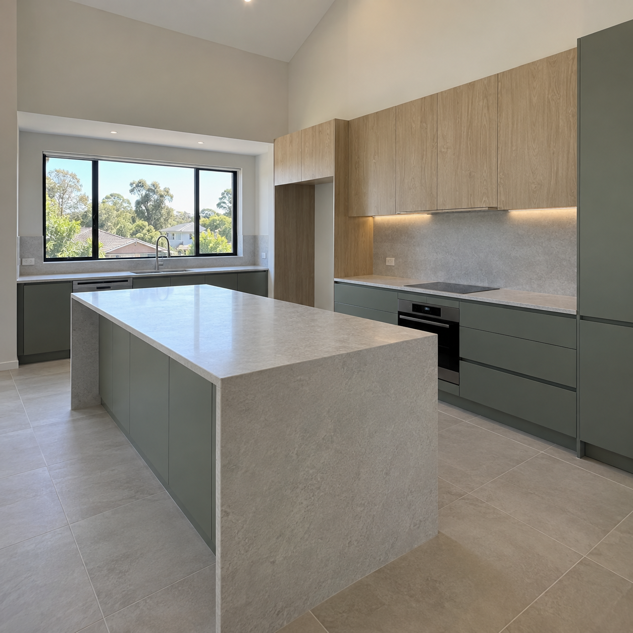 Two-tone kitchen style example showing custom cabinetry