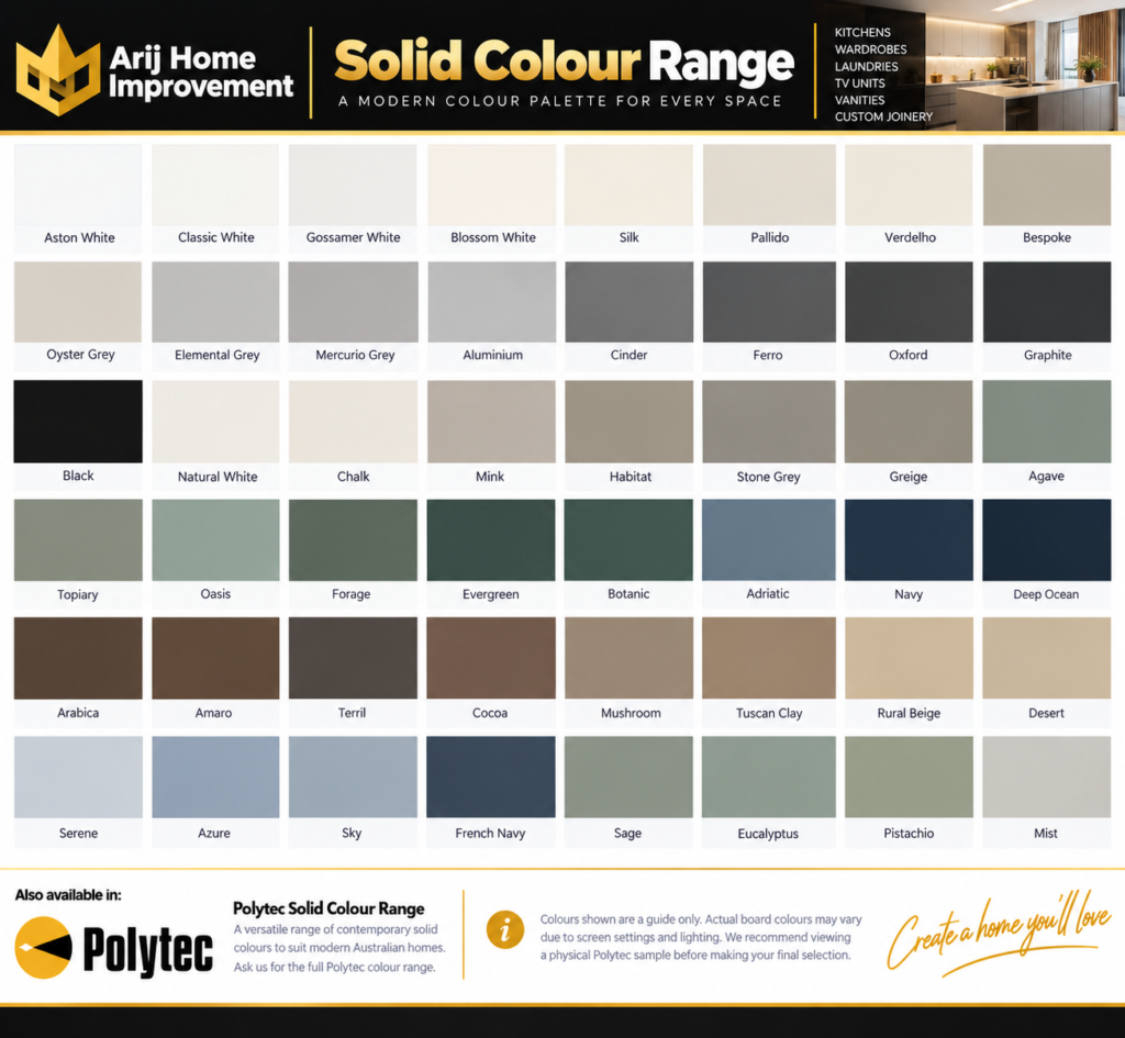 Solid Colour Range illustrative selection sheet