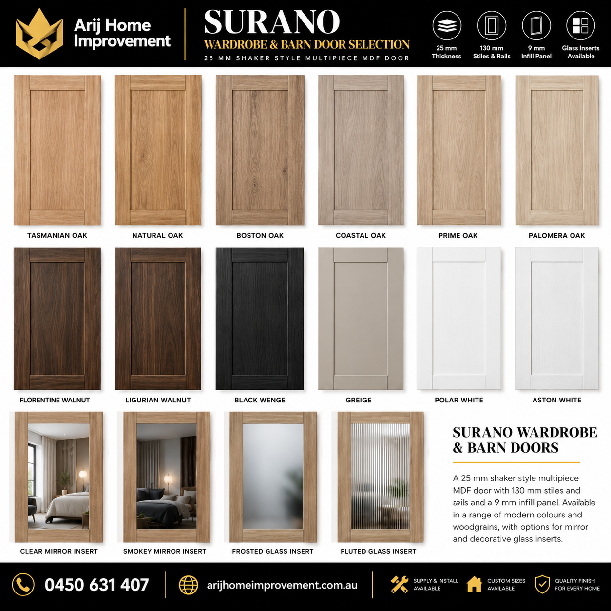 Surano Wardrobe & Barn Doors enlarged original selection sheet